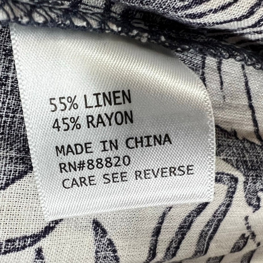Nicole Miller Wrap Skirt XS Blue White Linen Blend Seashell Coconut Girl Resort - Picture 13 of 15